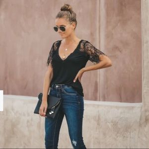 POL Black Lace Blouse